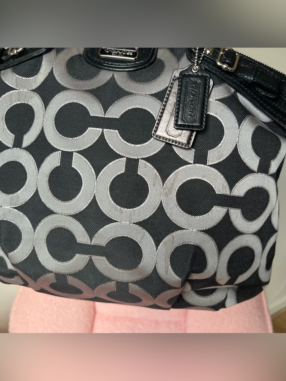 ❗️SOLD❗️Coach Madison Signature Op Art Lurex Linsey - Picture 6 of 7